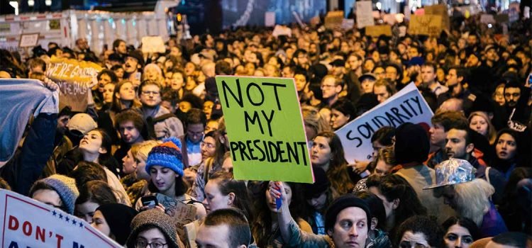 Street protesters reject Trump’s agenda.
